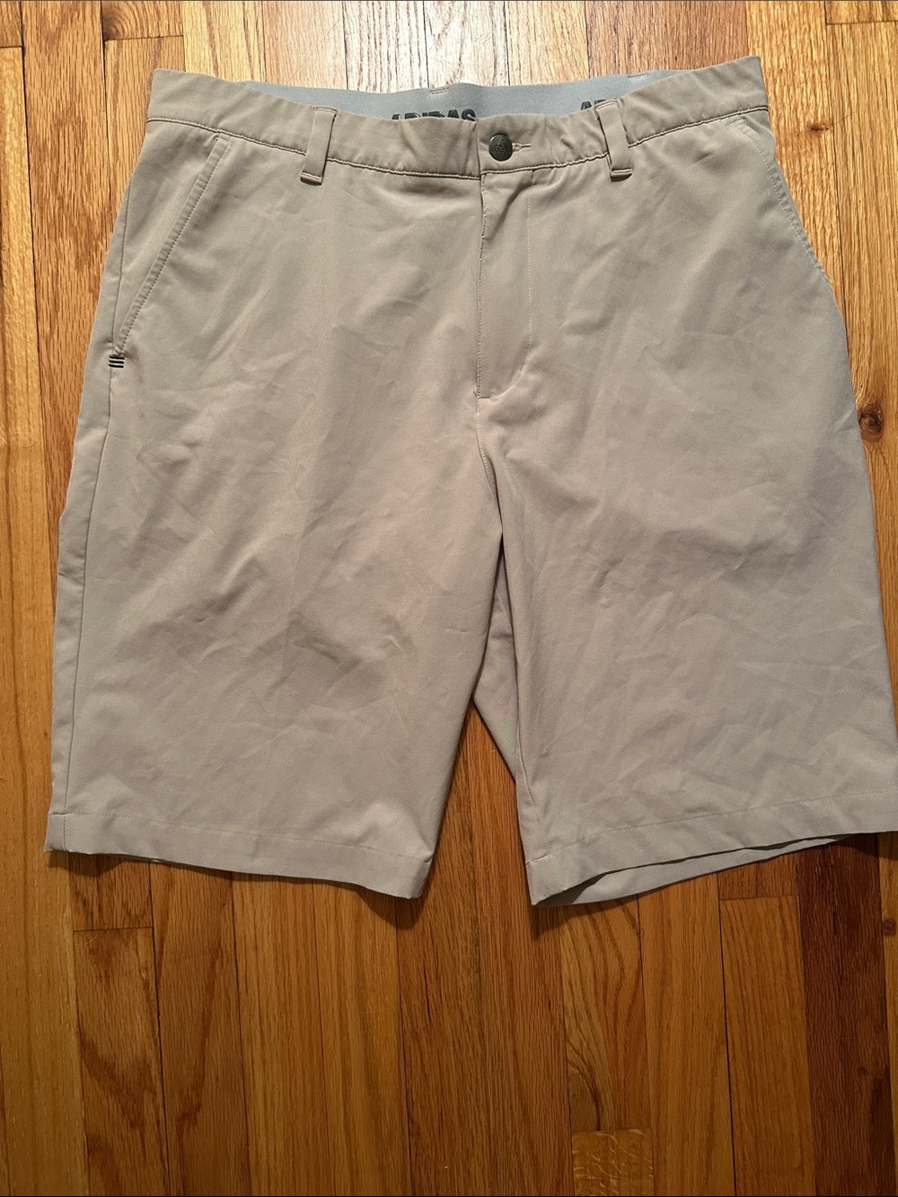 adidas Men's Light Khaki Flat-Front Shorts